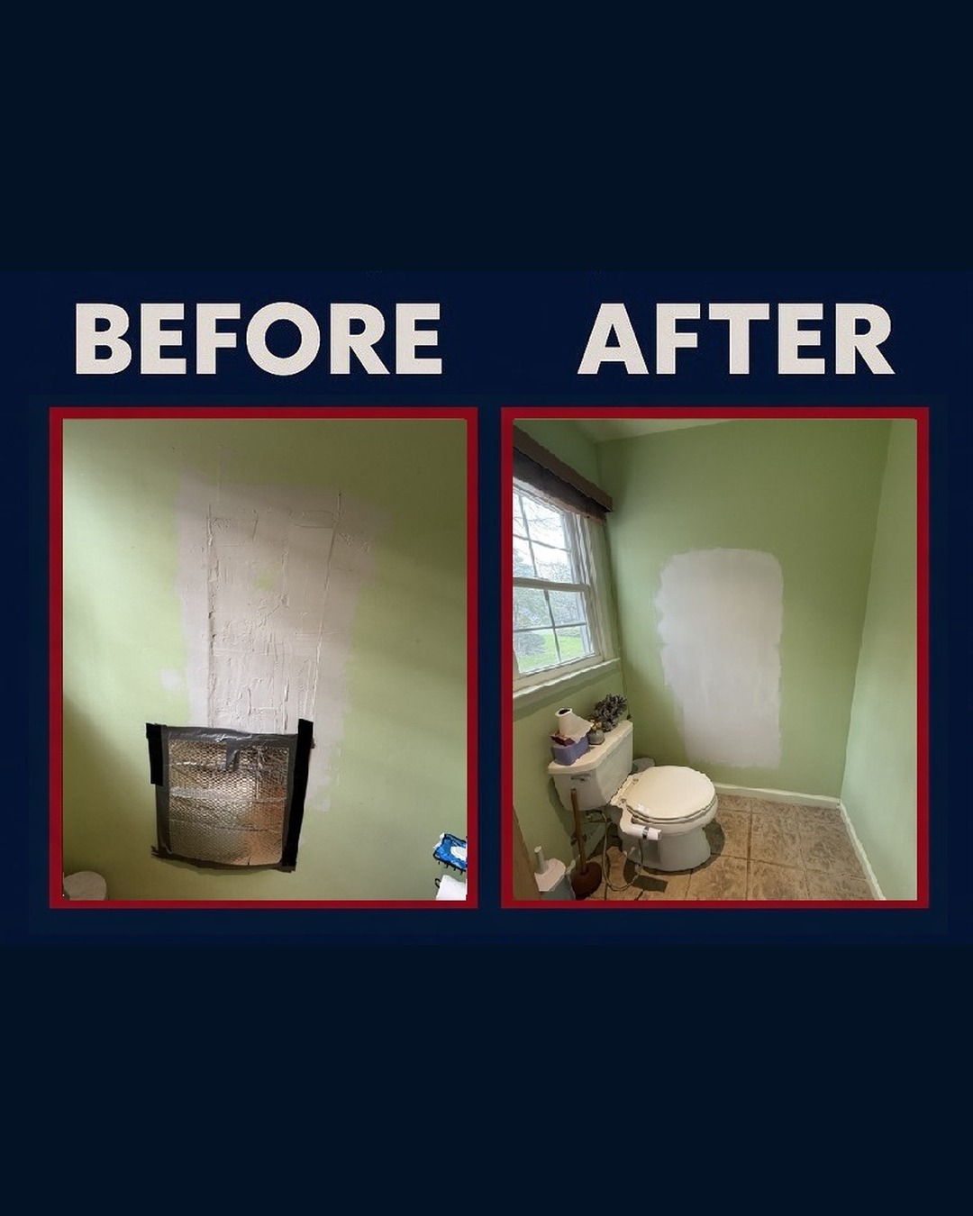 Drywall repair before and after